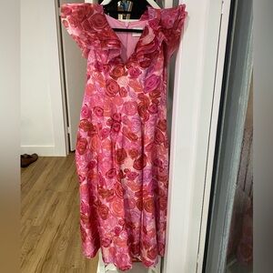 AJE Enchanted Plunge Misty Rose MIdi Dress